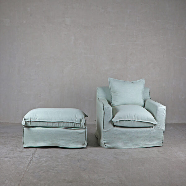 Sillón Concilio + Pouf Niebla 90 x 50