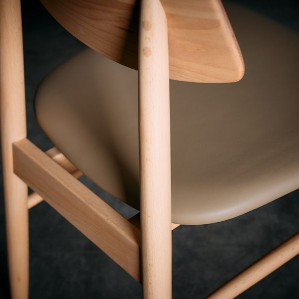Silla Xiexie Natural Cuero Beige